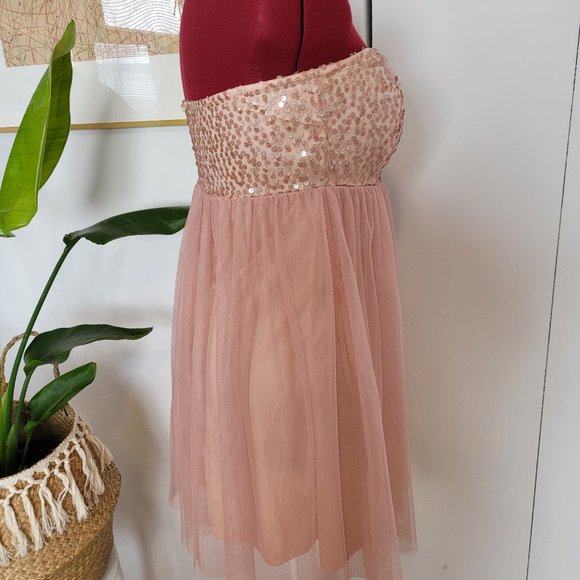 ONLY Pink Sequined Mini Dress Size Medium - Picture 5 of 6